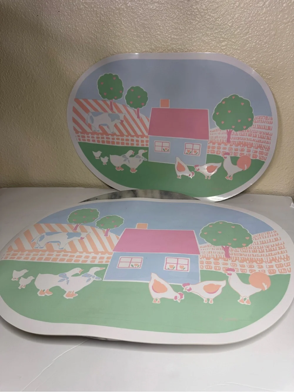 Pastel Farmhouse Wall Decor Plaque - Pink & Green
